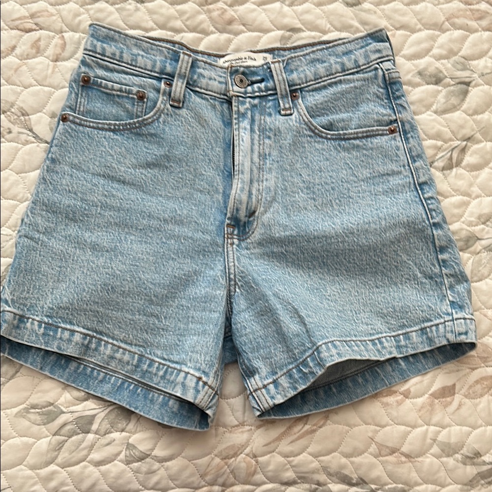 Abercrombie & Fitch Blue Jean Shorts High-Waisted Light Wash